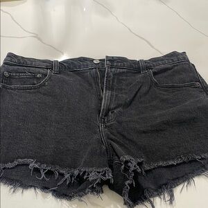 Abercrombie & Fitch Black Jean Shorts Distressed Frayed Hem